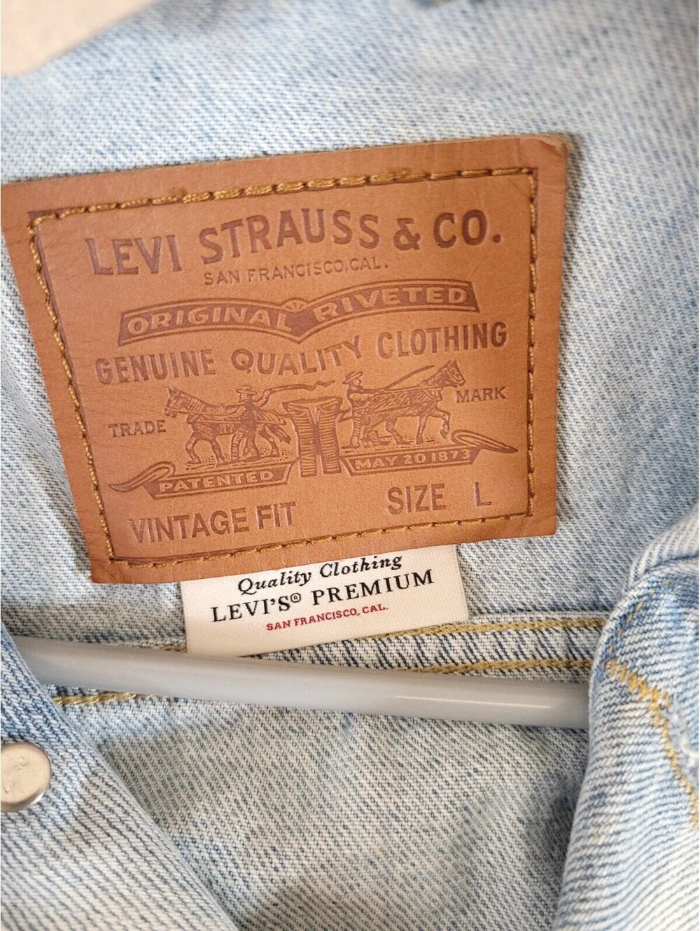 Hand painted levis premium jacket Three french bulldog design size Large